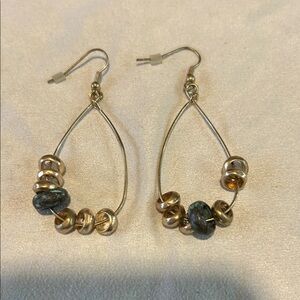 Chic Gold Hoops with gold and green beads